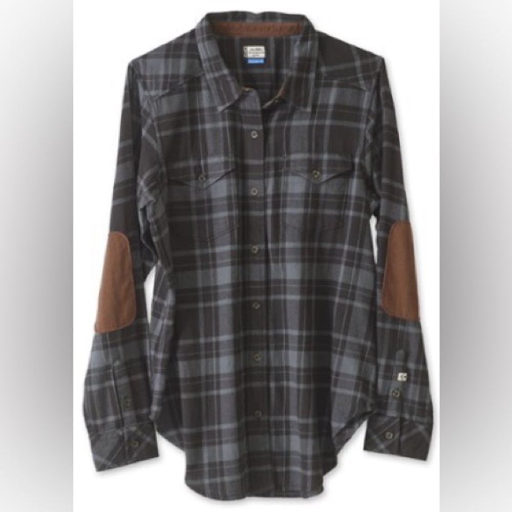 Kavu Billie Jean flannel shirt, blue black plaid, Kavu shirt sz xs